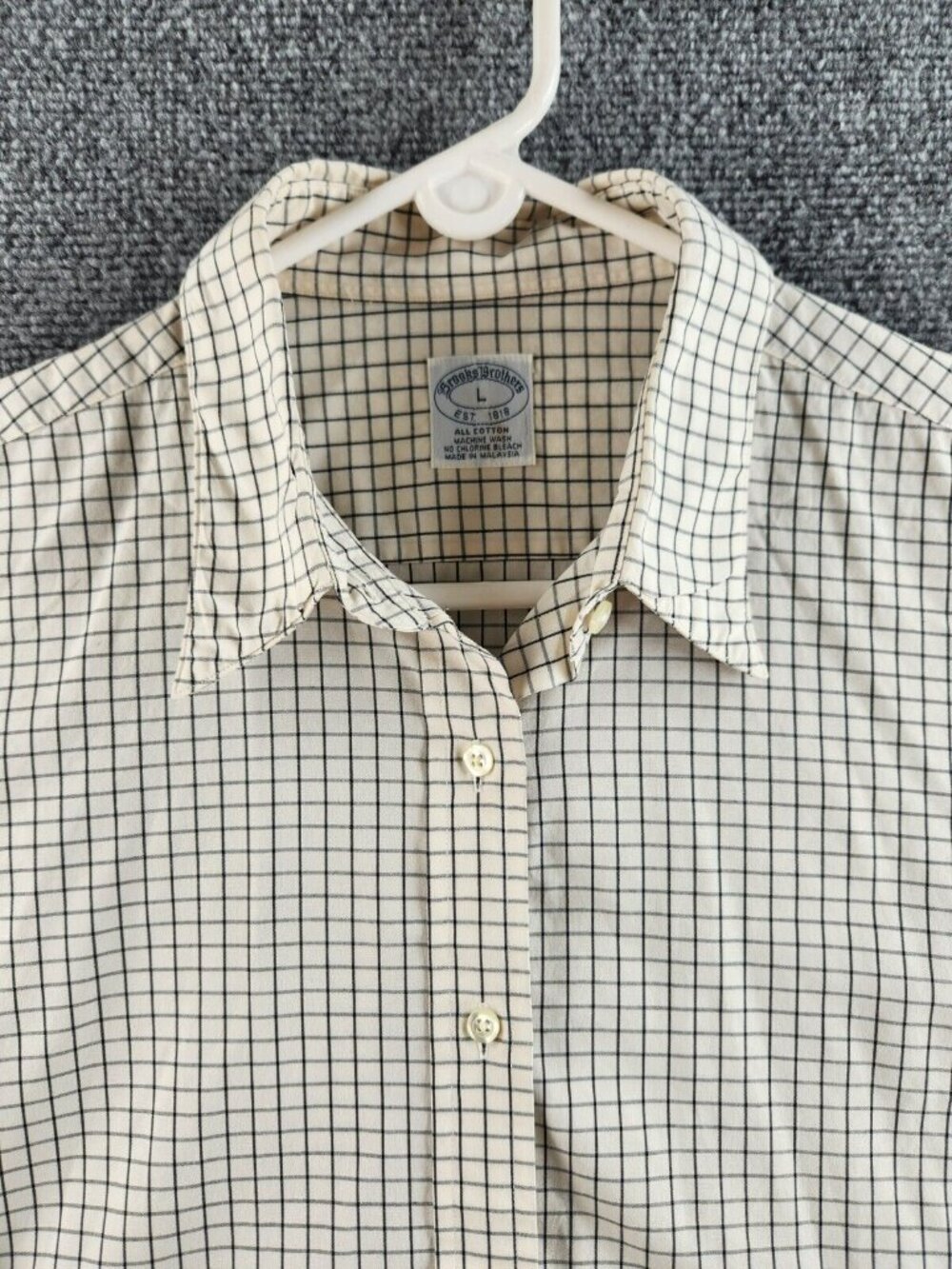 VTG Brooks Brothers Women Dress Shirt Large Point Collar French Cuff Ivory Adult
